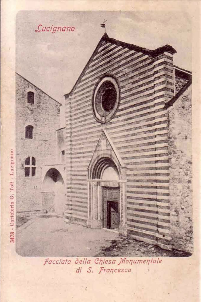 Facciata della chiesa monumentale di San Francesco, Lucignano, carta postale 