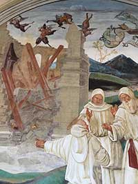 Il Sodoma,Monte Oliveto Maggiore, le storie di San Benedetto, Scena 21 - Come Dio punisce Florenzo
